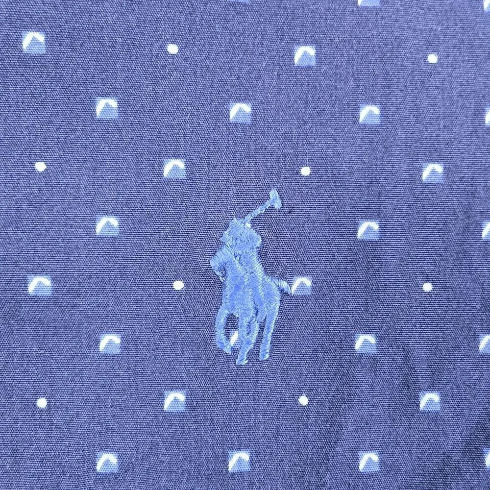 Polo Ralph Lauren Button Down Shirt Mens XL Navy Geometric Print Long Sleeve